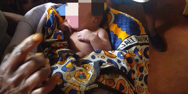 A photo of the infant rescued from a pit latrine in Kisii County.