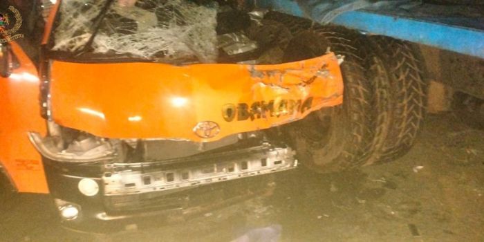 A photo of the Obamana matatu involved in an accident at the Lodiani junction. 