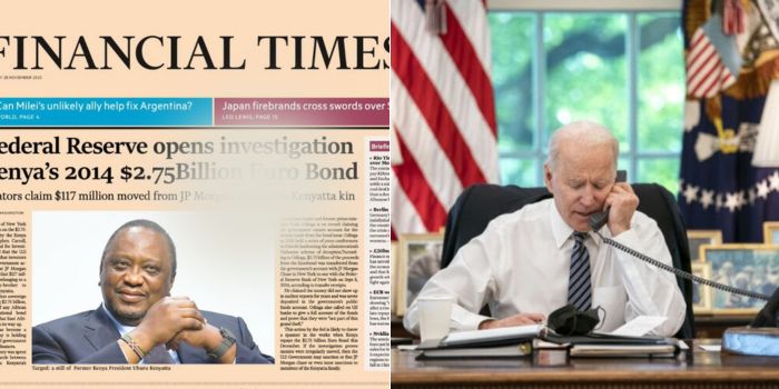 A photo collage of the fake newspaper excerpt shared on social media and a photo of US President Joe Biden.