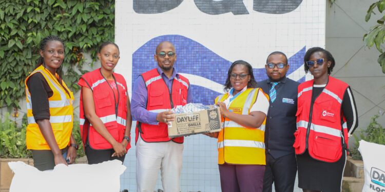 Kenya Red Cross KRCS officials during a food donation exercise in December 2023.