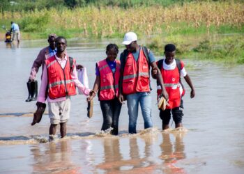 Kenya Red Cross officials in nationwide flood response, our team in Bala, Homa Bay in December 2023..