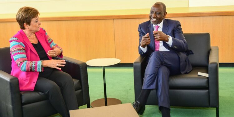 President William Ruto with the Managing Director of the IMF, Kristalina Georgieva