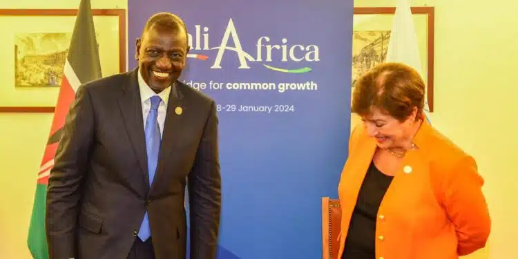 President WilliamaRuto and IMF Director Kristalina Georgieva in Rome during Italy - Africa Summit. PHOTO/PCS.