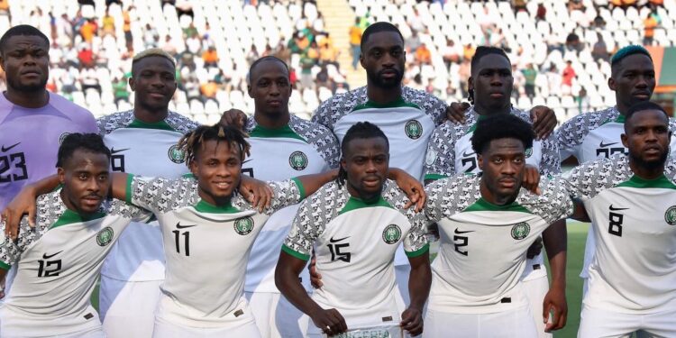 Nigeria National Football team winning 1-0 against Guinea Bissau. P