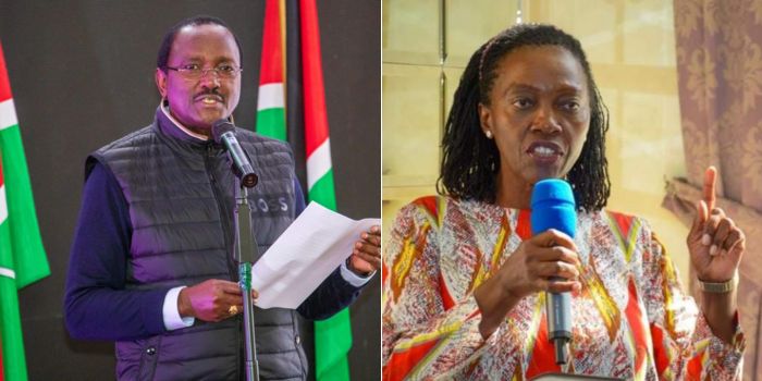 Wiper Party Leader Kalonzo Musyoka (left0 and NARC Kenya Party Leader Martha Karua.
