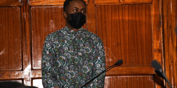 Jowie Irungu follows the proceedings during the ruling on the Monica Kimani case on February 9, 2024.