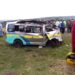 The wreckage of an MTN Sacco matatu involved in an accident along the Nyeri-Nyahururu Road on February 3.