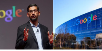 Photo collage of Google CEO Sundar Pichai and Google Headquartes.PHOTO/Courtesy