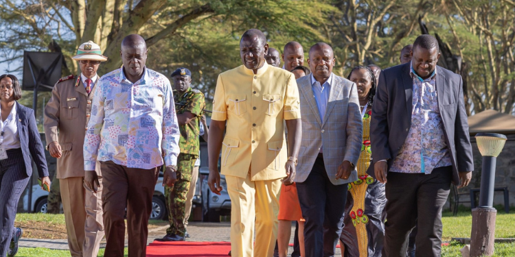 President Williams Ruto arrives for the final day of the 2nd National Executive Retreat in Naivasha, Nakuru County.