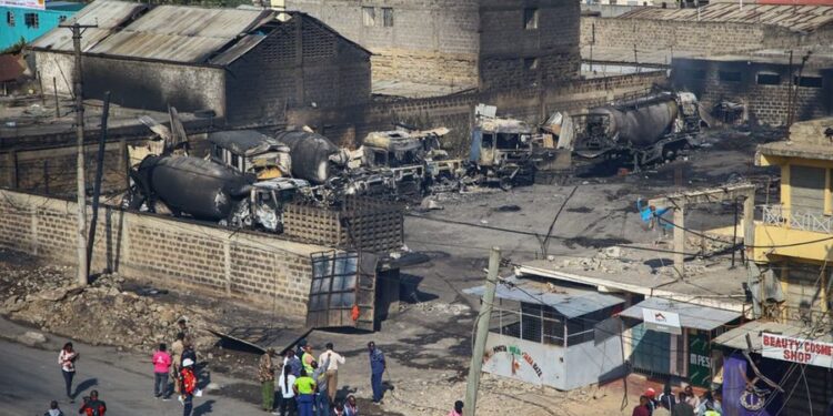 An aerial photo showing the aftermath of the gas explosion in Embakasi.