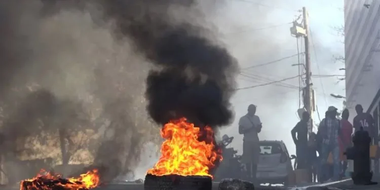An image showing tires on fire near the main prison of Port-au-Prince, Haiti, on March 3, 2024, after a breakout by several thousand inmates. PHOTO/ Courtesy