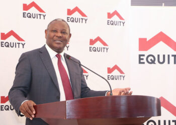 Equity Group Managing Director and CEO Dr. James Mwangi during the release of Equity Group Holdings Plc financial results at Equity Center in Upper Hill, Nairobi.