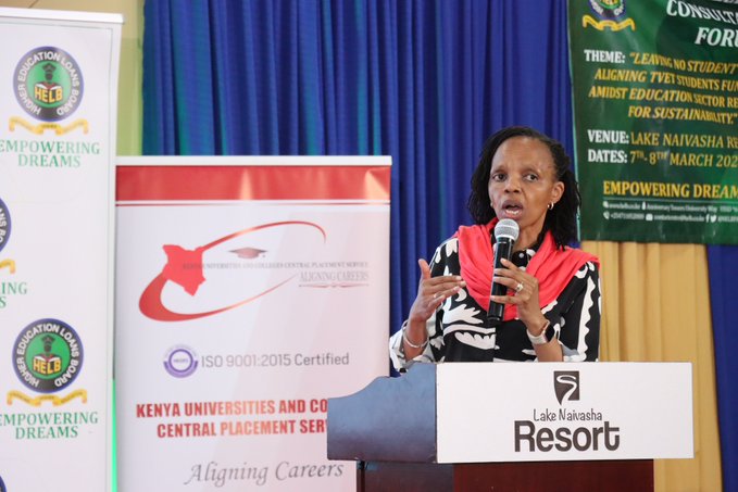 KUCCPS CEO Dr Agnes Wahome in an event in Naivasha on March 8, 2024.PHOTO/KUCCPS.