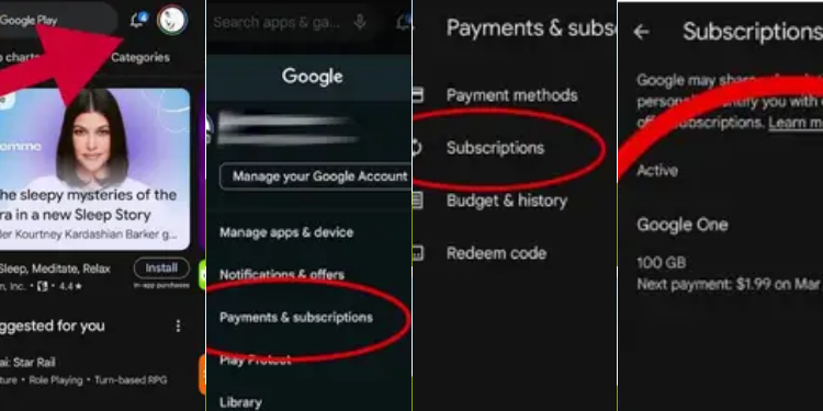 As screenshot of the first process of cancelling subscriptions.