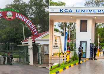 A collage of Kabarak University and KCA University entrance.