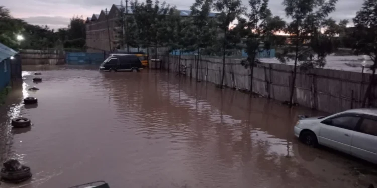 A flooded residential area in Nairobi .