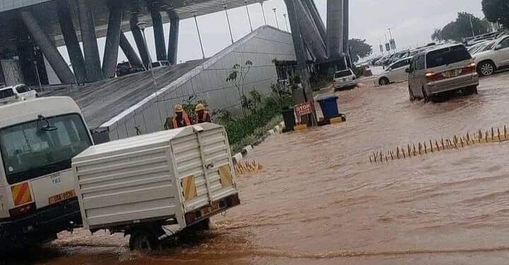 Parts of Entebbe International Airport in Uganda flooded after heavy rains on April 6, 2024. PHOTO/Courtesy.