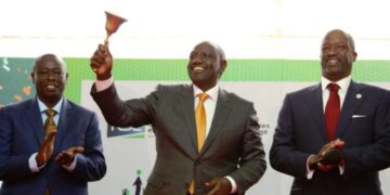 President William Ruto rings NSE trading bell. PHOTO/Courtesy.