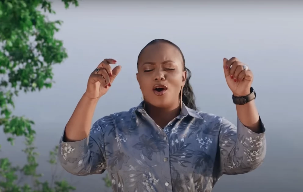 A screengrab of Tanzanian Gospel musician Christina Shusho from her viral 'Shusha Nyavu' hit song. PHOTO/ Screen grab