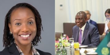 A side to side photo of Caroline Mueke and President William Ruto.