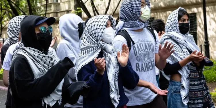 Protestors in Columbia University. PHOTO/ BBC
