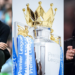 A collage of Manchester City Coach Pep Guardiola, EPL Trophy and Arsenal's Coach Mikel Arteta. PHOTO/ EPL