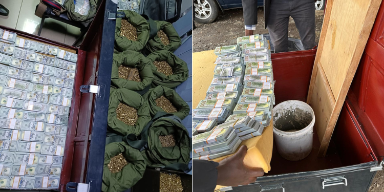 A collage of Fake gold nuggets and US currency seized. PHOTO/ DCI