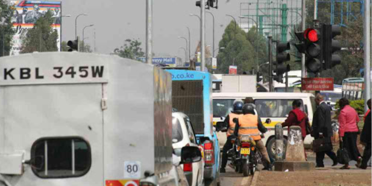 Vehicles along Uhuru highway being controlled by installed integrated traffic lights. PHOTO/ Courtesy