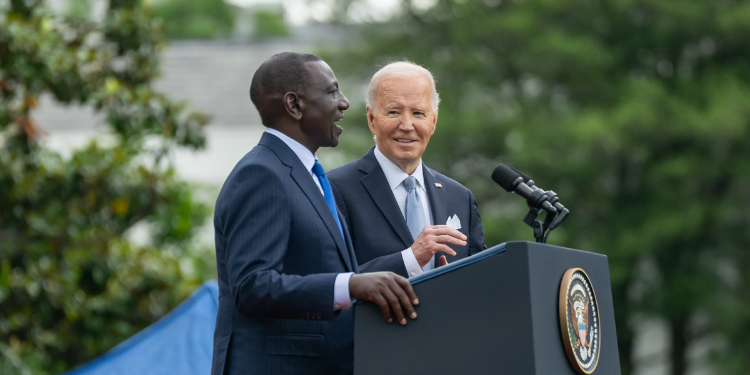 President William Ruto (left) and his US counterpart Joe Biden during their joint address at White House on May 23, 2024. photo/ White House