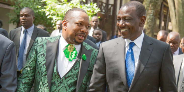 Former Nairobi Governor Mike Sonko (left) with President William Ruto. Photo/Sonko (Facebook)