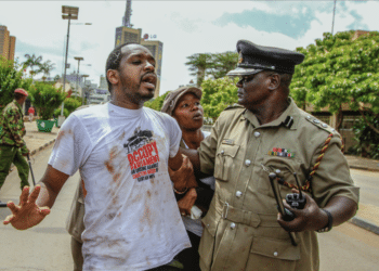 Kenyan activist Boniface Mwangi is arrested during a past protest. PHOTO/Courtesy.