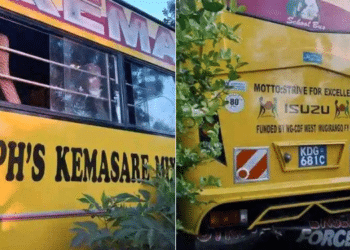 Kemasare Secondary School Bus after the accident. PHOTO/Courtesy.
