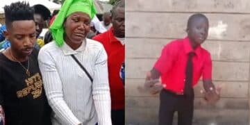 Side to side photo of Kennedy's mother Jecinter and Eric Omondi and Kennedy Onyango. Photo/Screengrab