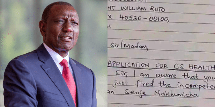 A side-to side photo of President Ruto (left) and a screenshot of a open letter to Ruto. Photo/Ruto(X)