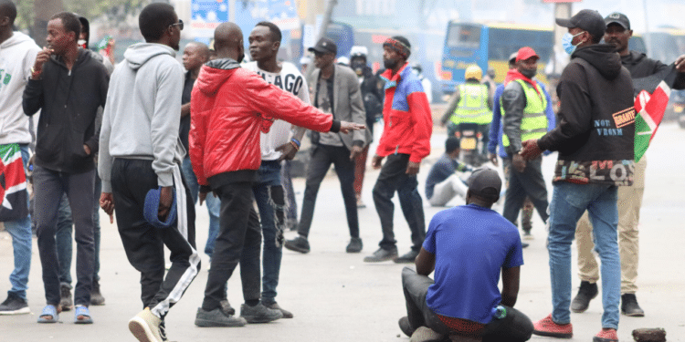 Kenyan youths on the streets of Nairobi protesting. Photo/TKT