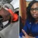 Collage of LSK President Faith Odhiambo & A man fueling a car at a petrol station. PHOTO/Courtesy.