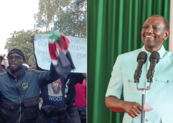 A side to side photo oof protestors in Nairobi on June 25 and President William Ruto. PHOTO/ Courtesy