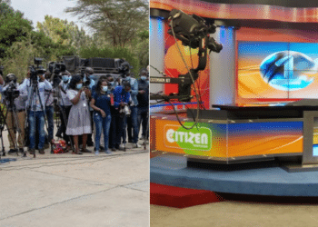 Journalists at a past event and Citizen TV studios. PHOTO/ Courtesy