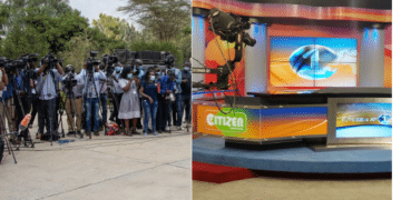 Journalists at a past event and Citizen TV studios. PHOTO/ Courtesy
