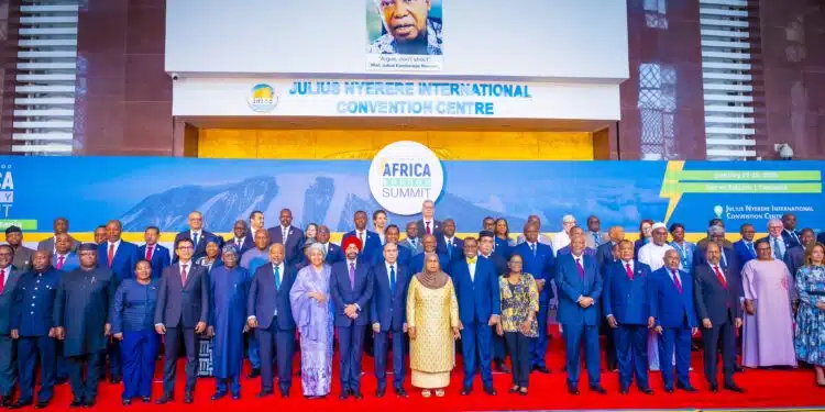 Leaders in Dar-Es-Salaam, Tanzania during the Mission 300 Africa Energy Summit. PHOTO/State House Nigeria.