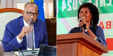 A collage of Health CS Aden Duale and TSC CEO Nancy Macharia. Photo/ MoH. BD